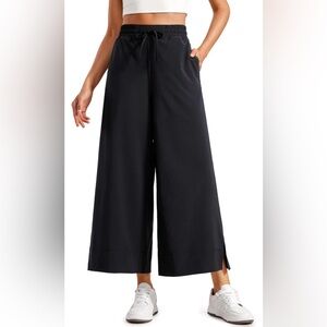 Womens Amazon CRZ YOGA lightweight wide leg black summer pants XS